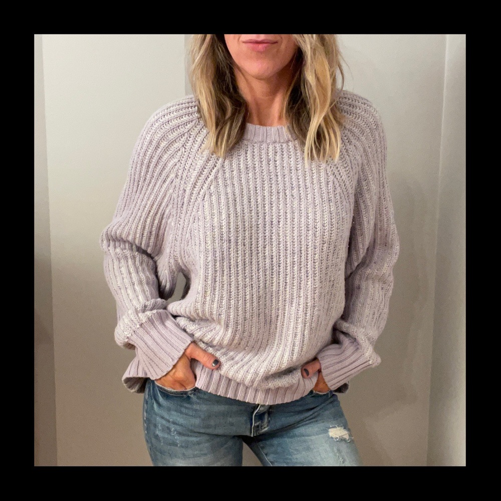 Cozy Warm Thick Purple Lavender + Green Knit Sweater